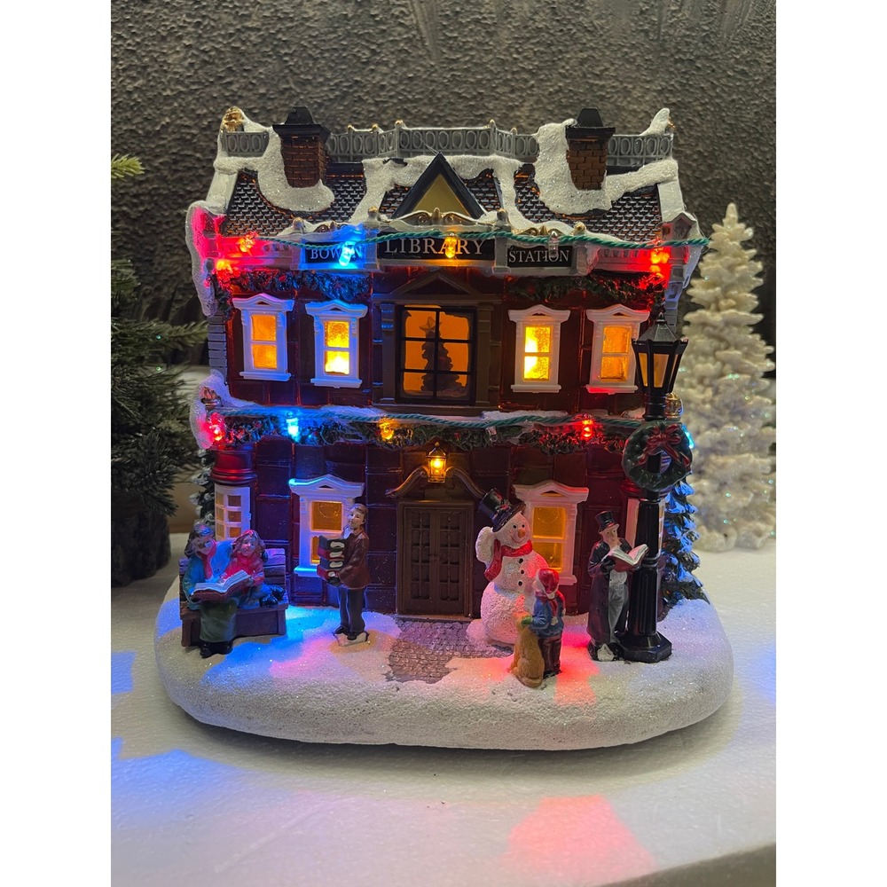 Carole Towne BOWEN STATION LIBRARY Musical LED Christmas Village Flashing lights